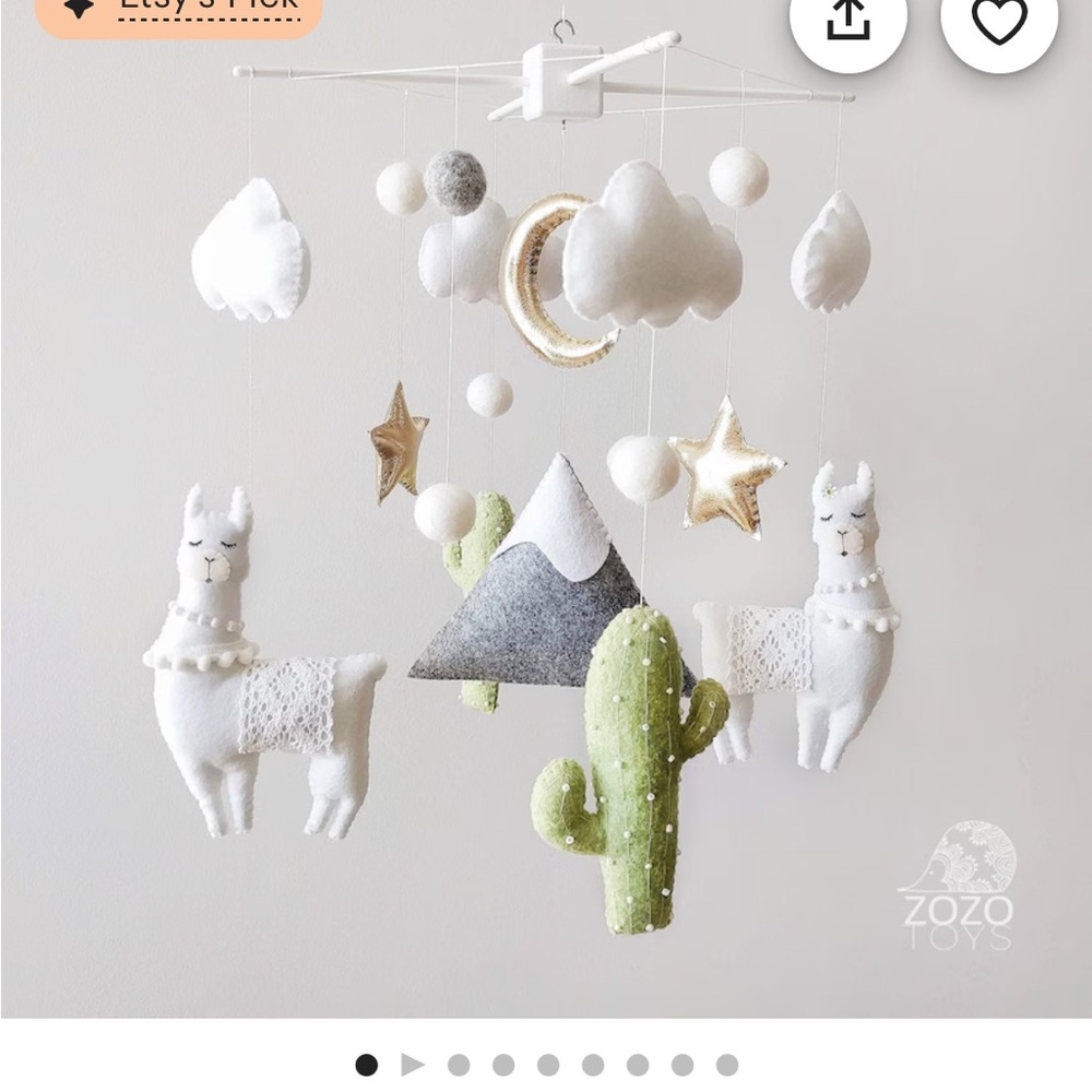 Llama & Cactus Baby Mobile – Boho Nursery Décor